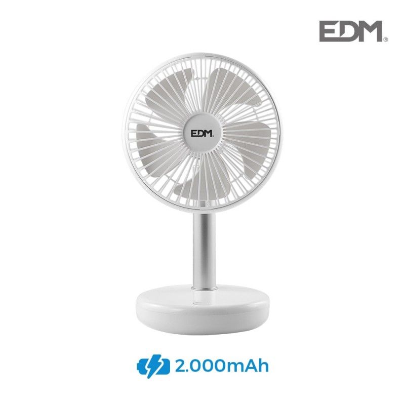 Ventilador de sobremesa recargable blanco 4w ø aspas 17 cm edm EDM 33501