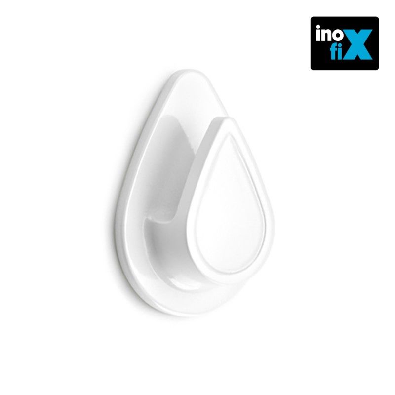 Colgador resistente al agua mod. gota blanco (blister) inofix EDM 66536