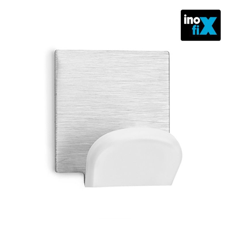 Colgador adhesivo blanco con base ade acero inox (blister 2 unid) inofix EDM 66567