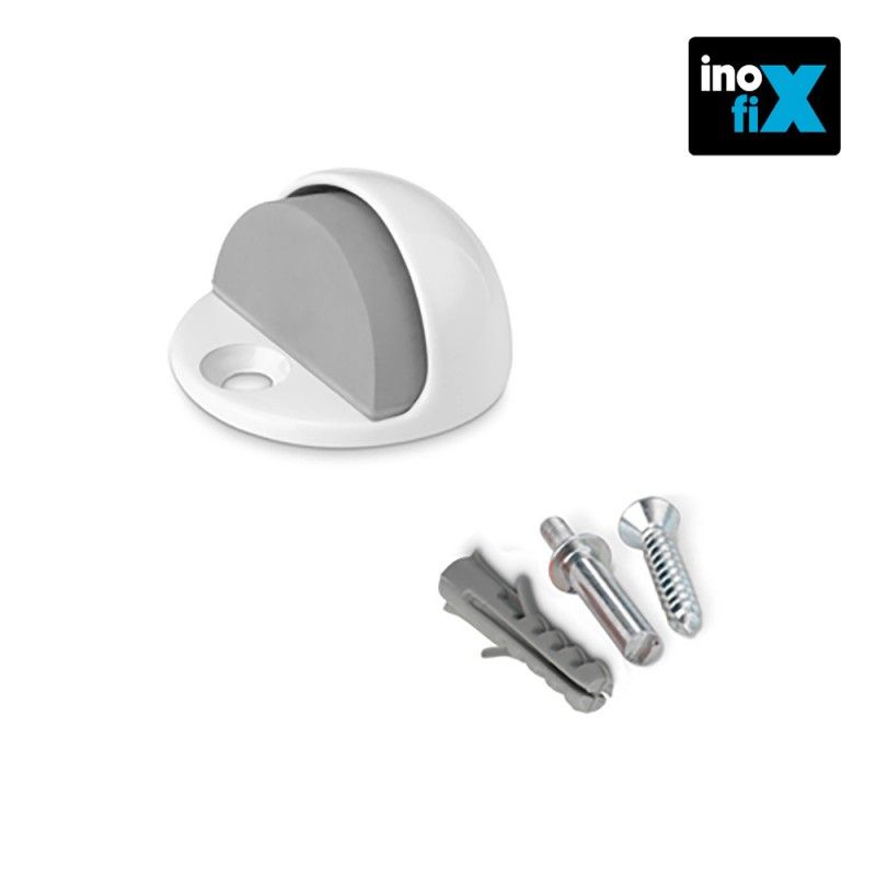 Rolha de porta metálica com parafuso branco blister INOFIX