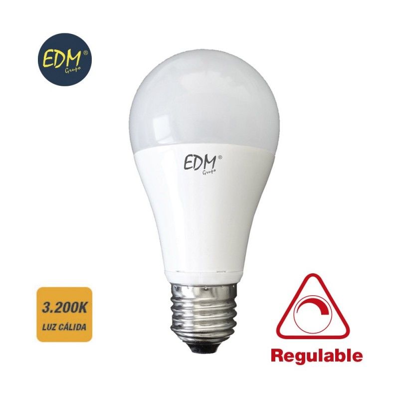 Lâmpada LED EDM Padrão Regulável E27 10W 810lm 3200K Luz Quente Ø6x11cm