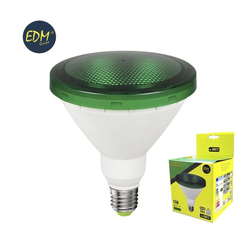 Lâmpada LED EDM PAR38 E27 15W 1200lm Luz Verde IP64 Ø12x13,8cm