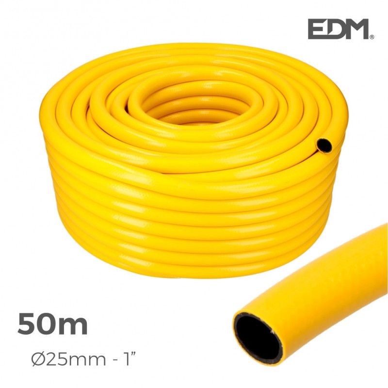 Mangueira Agrícola Cor Amarelo Interior Ø 25mm Exterior Ø 31mm (1") Rolo 50m EDM