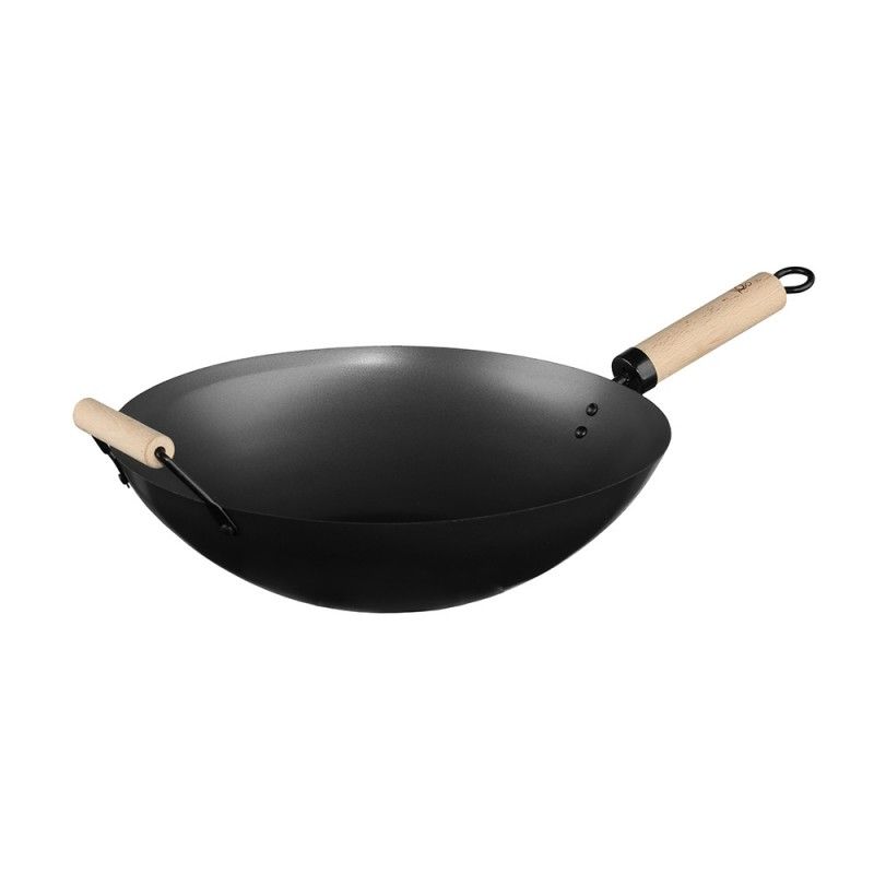 Wok acero 35cm con mango de madera EDM 76549