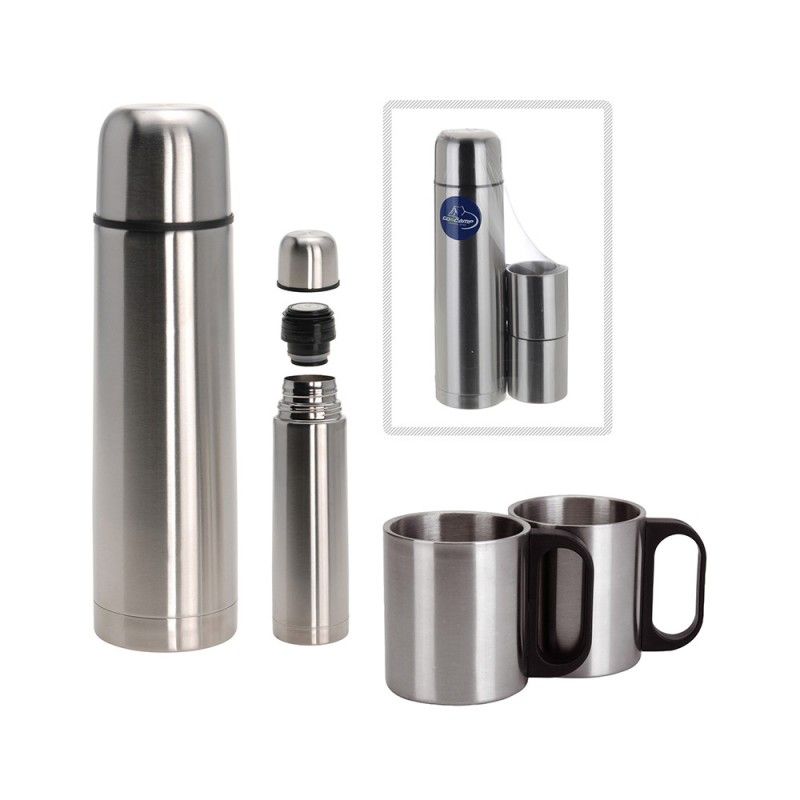 Set termo 1 litros con 2 tazas inox EDM 76658