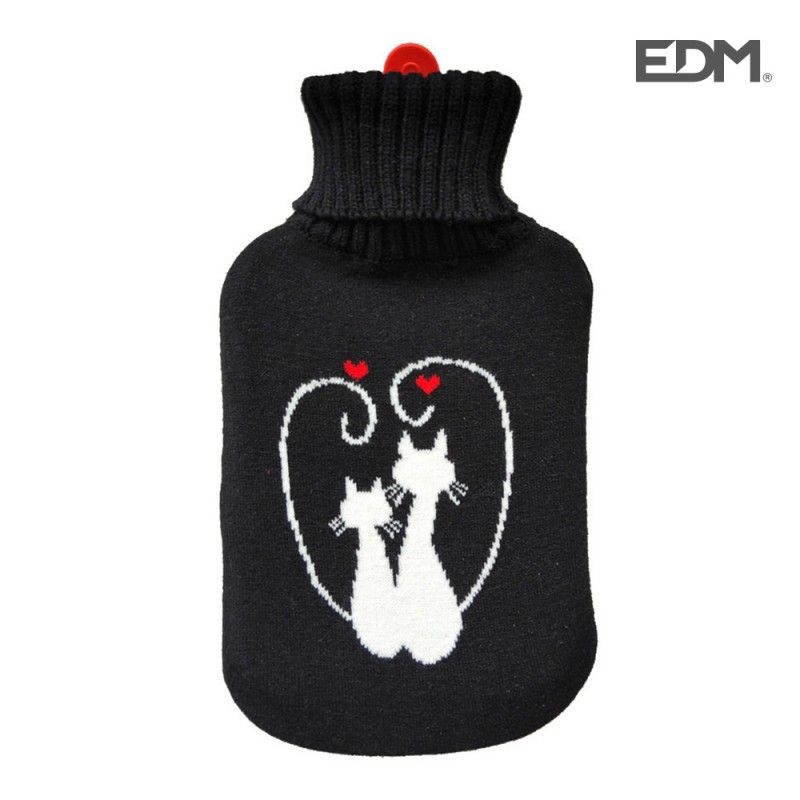 Bolsa de agua negra modelo gatos enamorados 2l EDM 76779