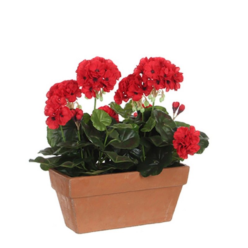 Geranio pvc rojo en jardinera para balcon 29x13x40cm EDM 83488