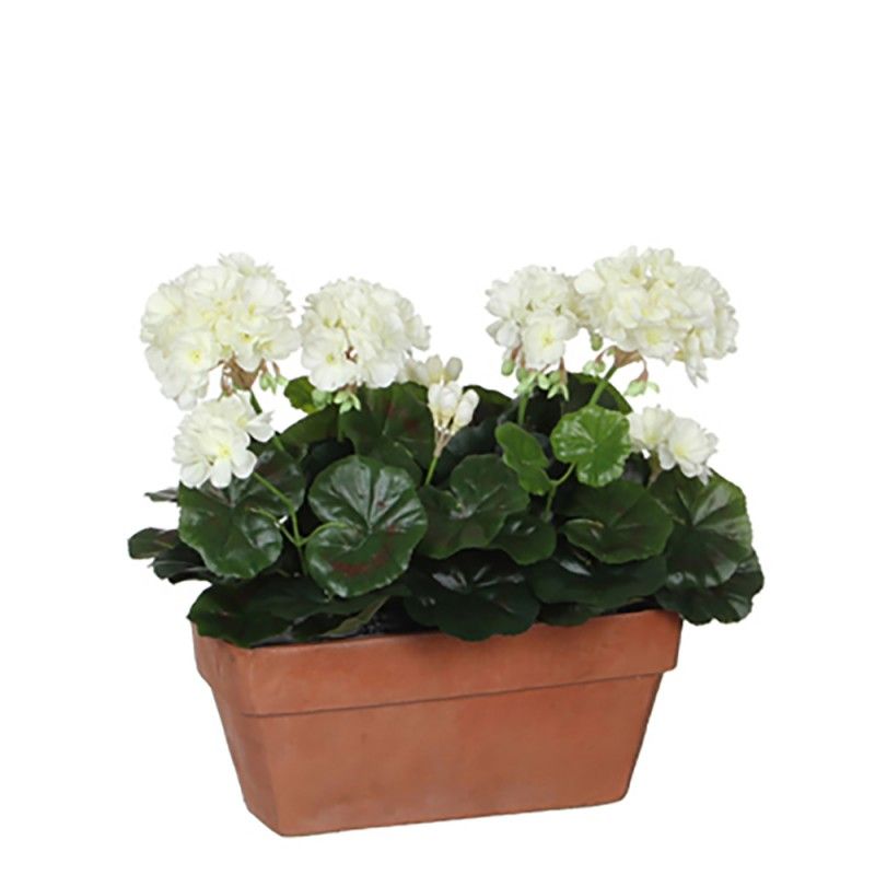 Floreira de Gerânio em PVC Branco 29x13x40cm