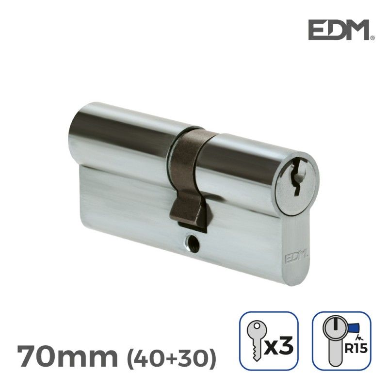 Bombin niquel 70mm (40+30mm) con 3 llaves de serreta incluidas edm EDM 85172