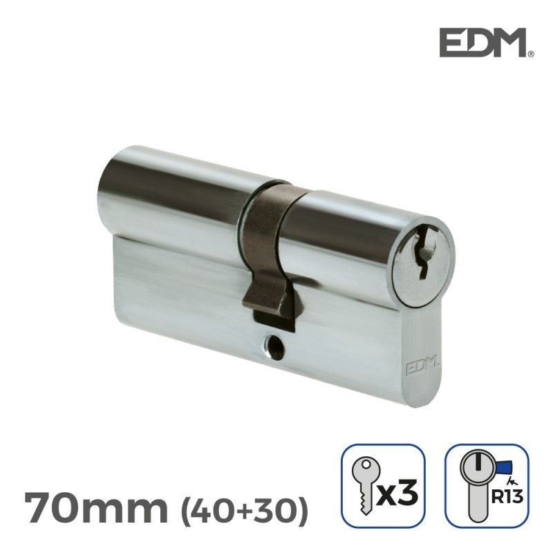 Bombin niquel 70mm (40+30mm) con 3 llaves de serreta incluidas edm EDM 85178