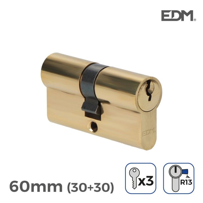 Bombin laton 60mm (30+30mm) con 3 llaves de serreta incluidas edm EDM 85183