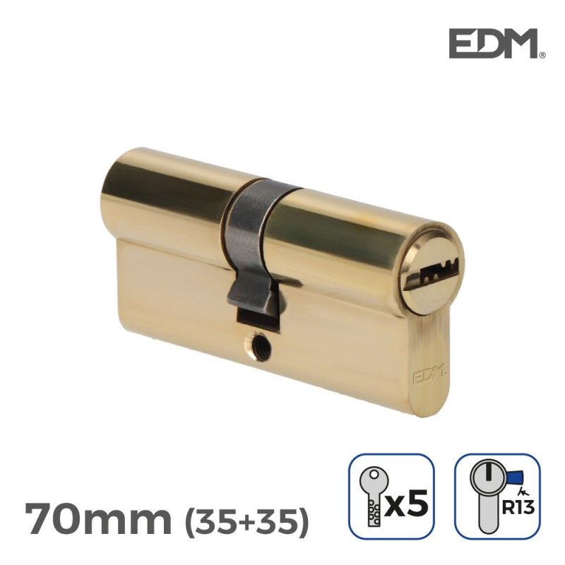 Bombin laton 70mm (35+35mm) con 5 llaves seguridad incluidas edm EDM 85189