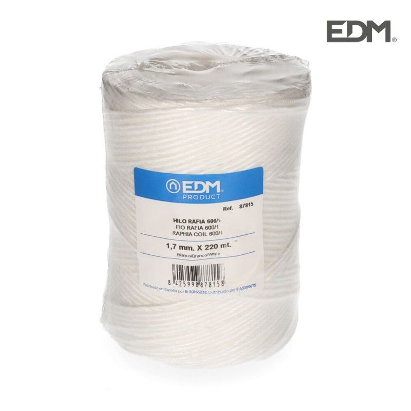 Hilo rafia 600/1 bobina 400gm/220mts blanco EDM 87815