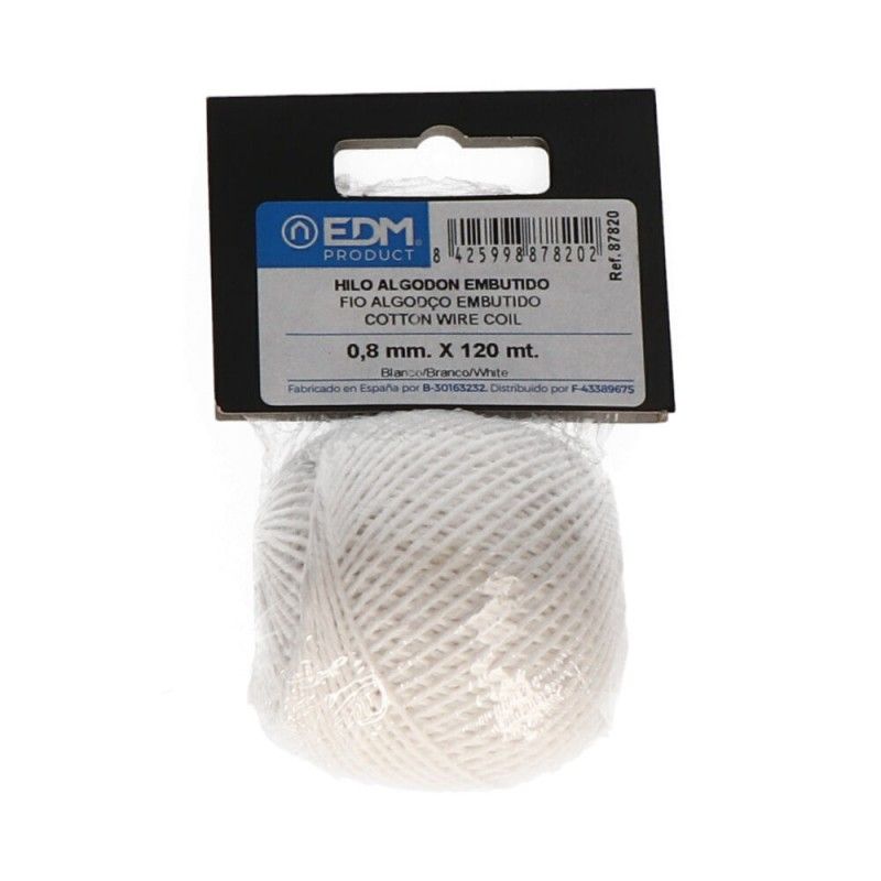 Hilo algodon embutido 50gm/120mts blanco EDM 87820