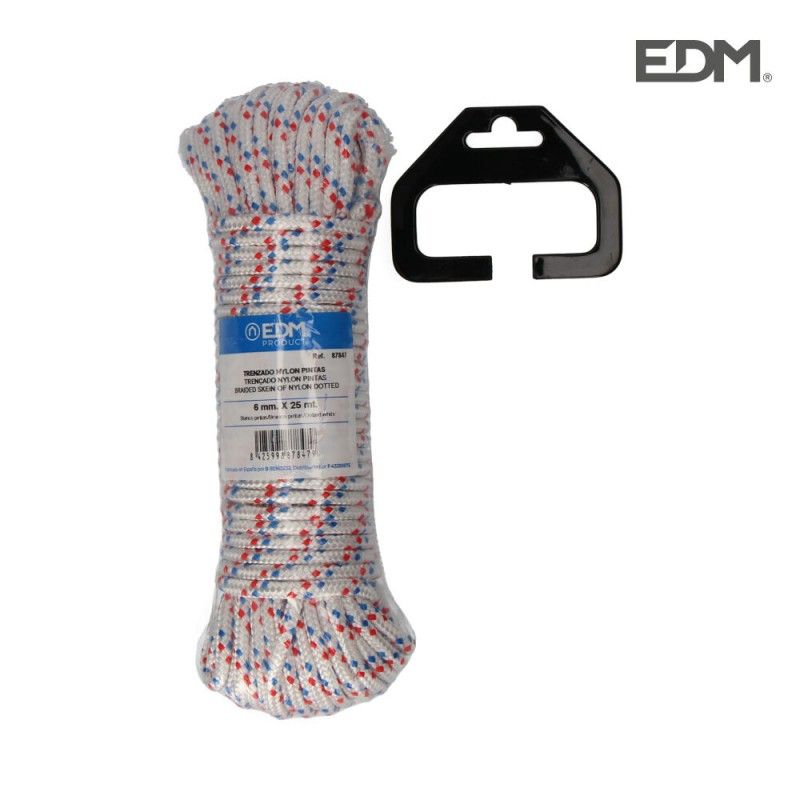 EDM Meada Nylon Trançada 25m Pintas Brancas