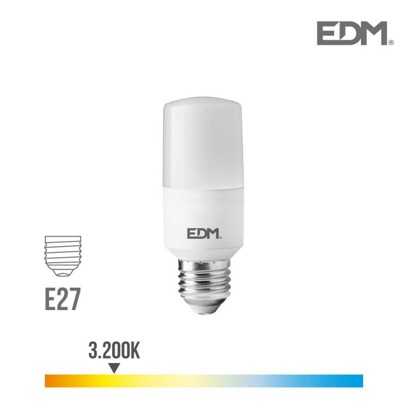 Lâmpada LED Tubular EDM E27 10W 1100lm 3200K Luz Quente Ø4x10,7cm