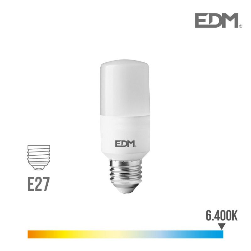 Lâmpada LED Tubular EDM E27 10W 1100lm 6400K Luz Fria Ø4x10,7cm