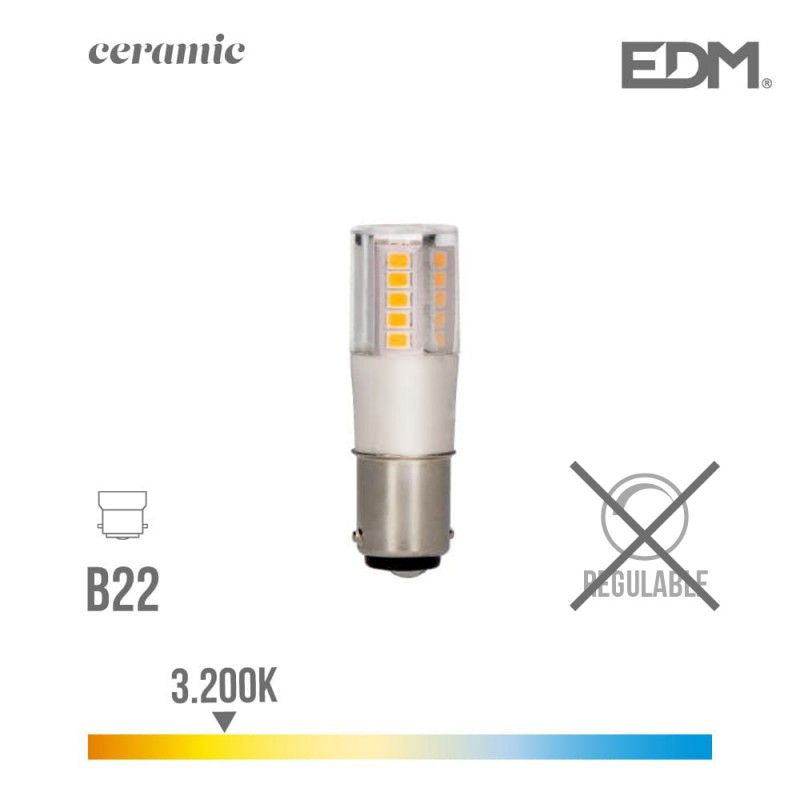 Bombilla bayoneta led b22 5.5w 650 lm 3200k luz calida base ceramica edm EDM 98935