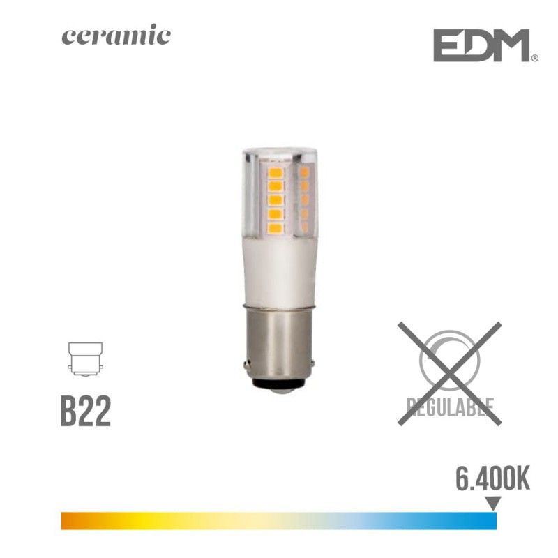 Lâmpada LED EDM Baioneta B15D 5.5W 700lm 6400K Luz Fria Ø17x57mm