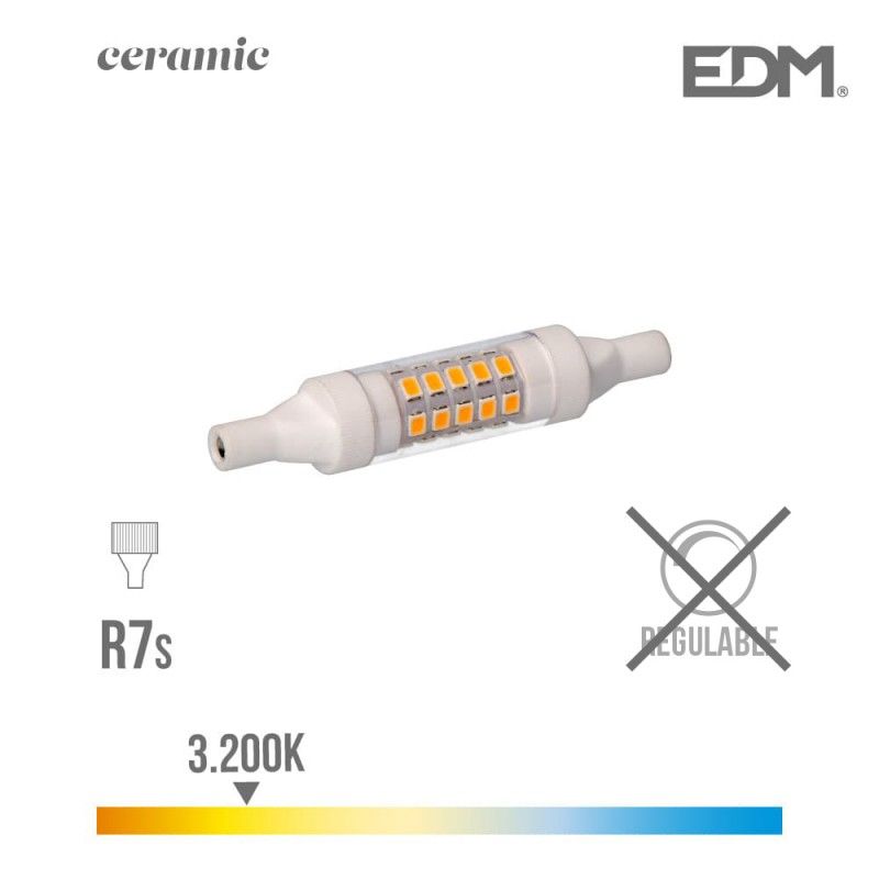 Bombilla lineal led 78 mm r7s 5.5w 600 lm 3200k luz calida base ceramica edm EDM 98980