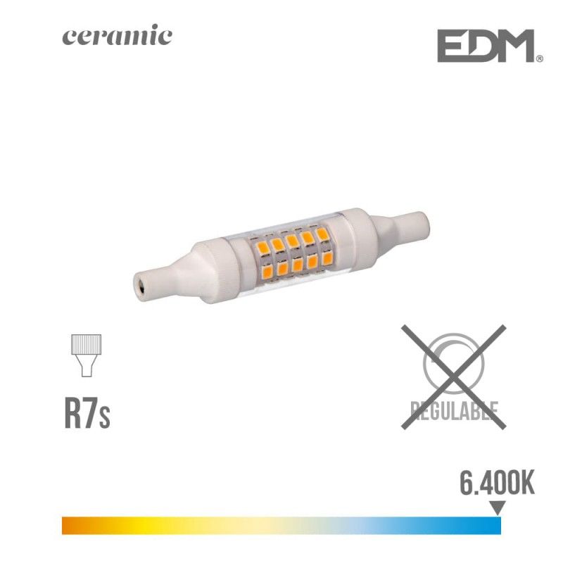 Bombilla lineal led 78 mm r7s 5.5w 600 lm 6400k luz fria base ceramica edm EDM 98981