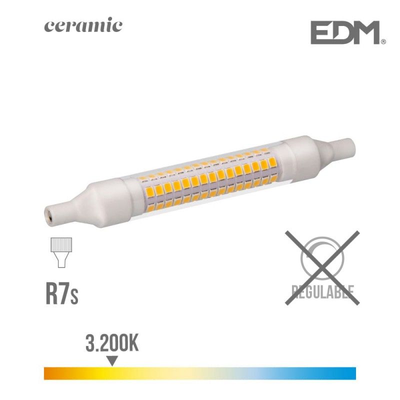 Bombilla lineal led 118 mm r7s 9w 1100 lm 3200k luz calida base ceramica edm EDM 98986