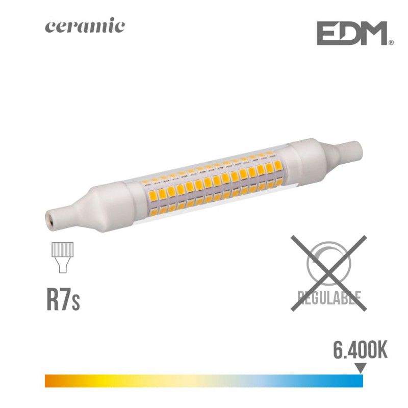 Bombilla lineal led 118 mm r7s 9w 1100 lm 6400k luz fria base ceramica edm EDM 98987