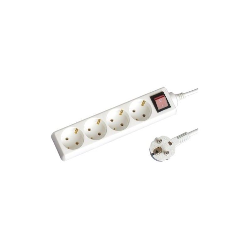 Base multiple 4 plugs with switch 1.5 m cable 3x1mm white GSC 0000003