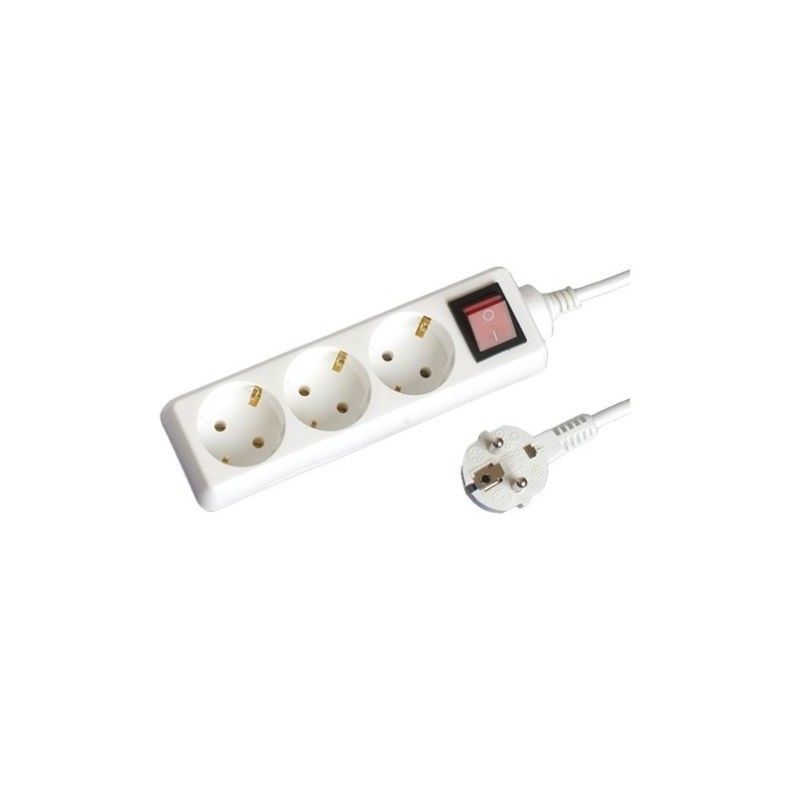 Base multiple 3 plugs with switch 1.5 m cable 3x1mm white GSC 0000001