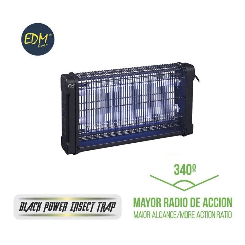 Mata insectos electrico con 2 tubos uv de 6 w 340º de radio de accion edm para una area de 50m2 aprox  EDM 06520