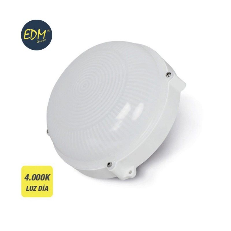 Aplique circular LED para exterior 12w IP65 4000k luz natural ø18,8x7,5cm EDM