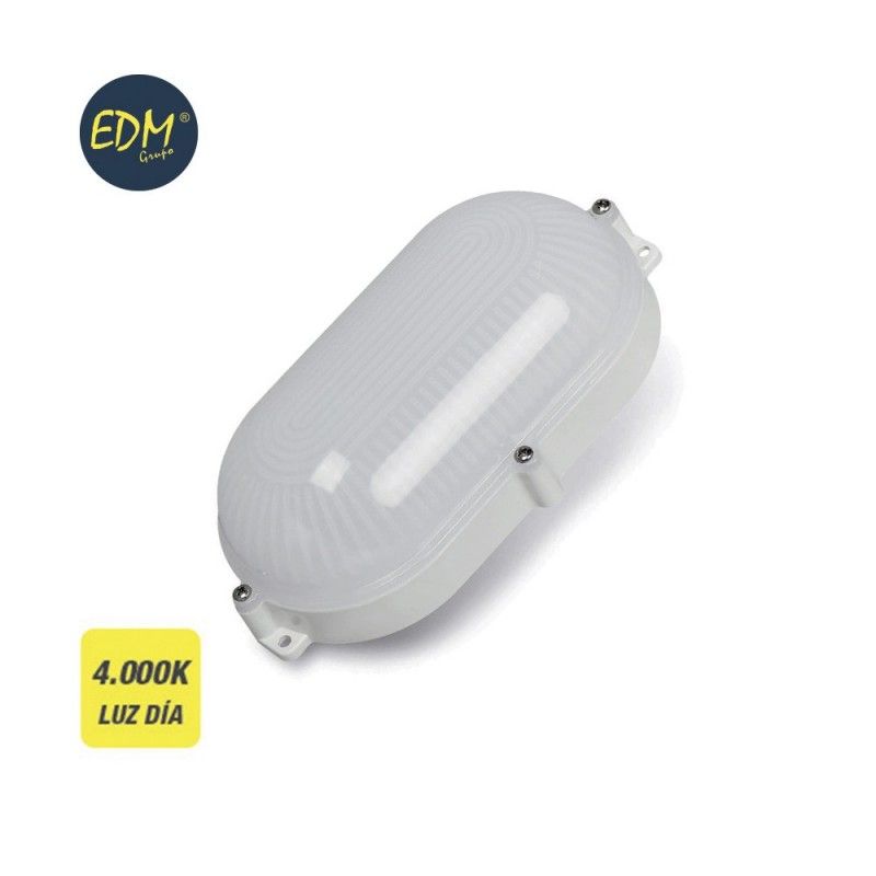 Aplique LED oval para exterior 9w IP65 4000k 22x12x6cm luz natural EDM