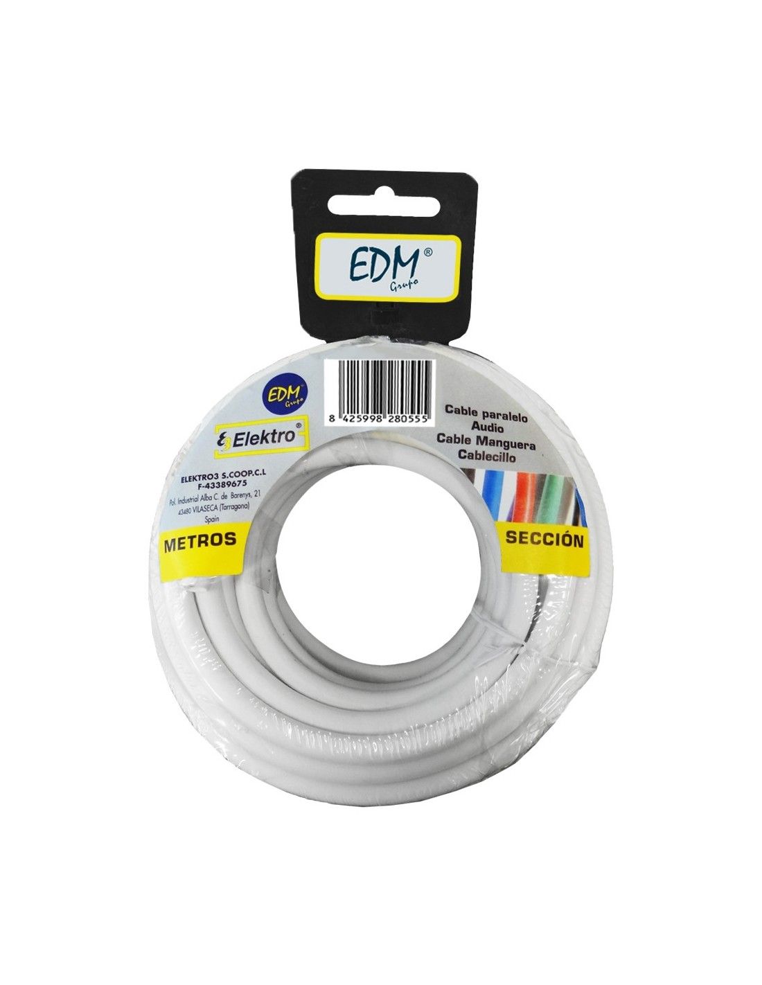 Flat hose reel 2x1.5 25 meters. white (audio) - La Tienda de Electricidad