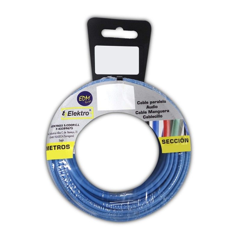 Carrete cablecillo flexible 1,5 mm azul 50 mts. libre-halogeno