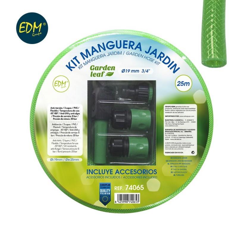 Kit manguera jardin diam. int.19mm diam. ext. 25mm (3/4") rollo 25m