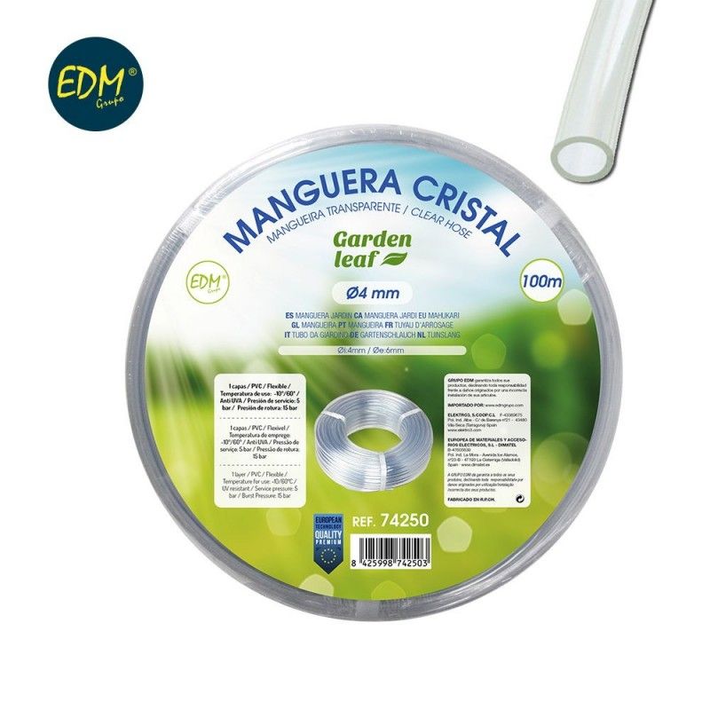 Manguera cristal ø interior 4mm ø exterior 6mm rollo 100mts