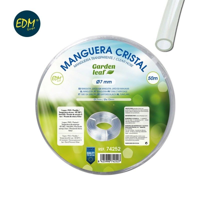 Manguera cristal ø interior 7mm ø exterior 10mm rollo 50mts