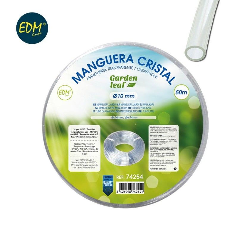 Mangueira de Vidro Transparente Interna Ø 10mm Externa Ø 14mm Rolo 50m