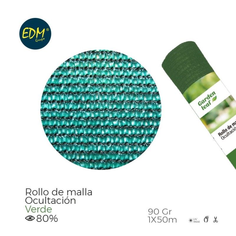 Rollo malla verde 80% 90gr 1x50mts