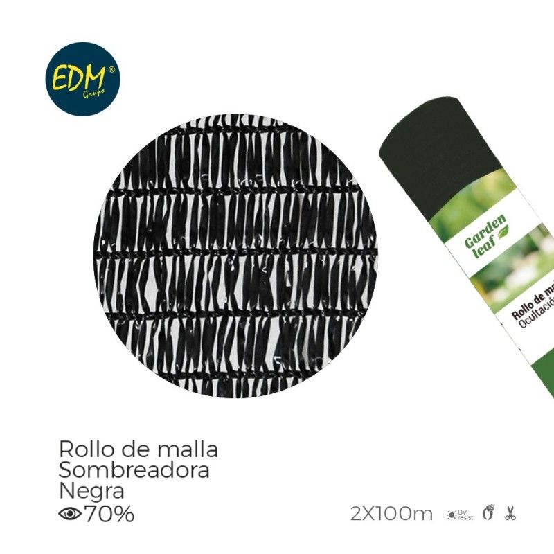 Rolo Malha Sombreada Cor Preta 70% 2x100m EDM