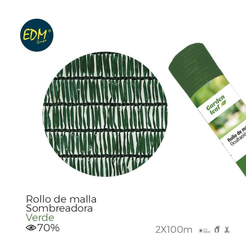 Rollo malla  verde 70% 2,00x100mts