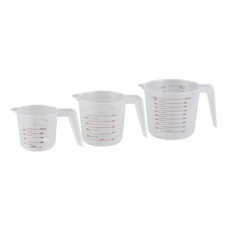 Juego de 3 jarras medidoras de 250ml/500ml y 1l