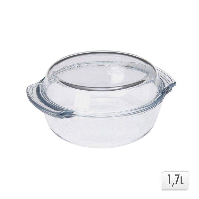 Fuente redonda cristal con tapa 1,7l 22.5x8cm