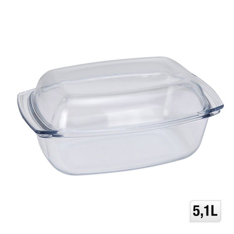 Fuente rectangular cristal con tapa 5l 24x11cm