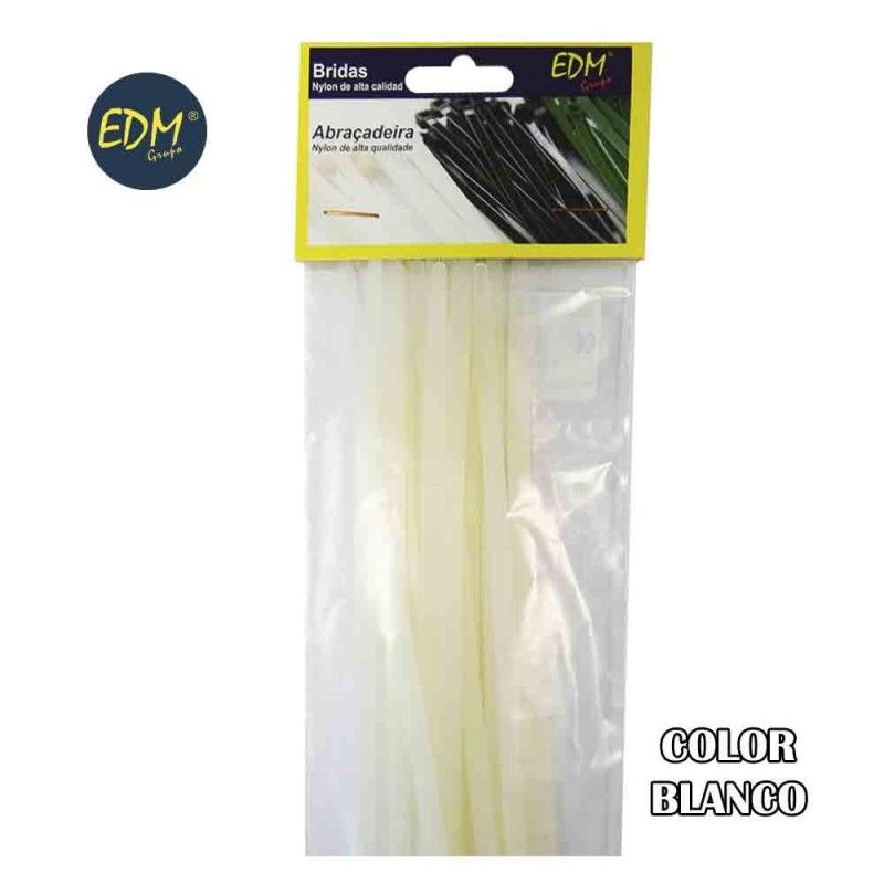 Abraçadeiras EDM Natural 380x4,8mm Nylon de Alta Qualidade (Blister 25 unidades)