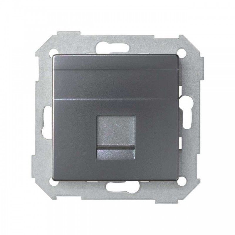 Conceito Simon 82 | Placa plana universal v&d c/g pó 1 RJ45 titânio SIMON 8200005-096