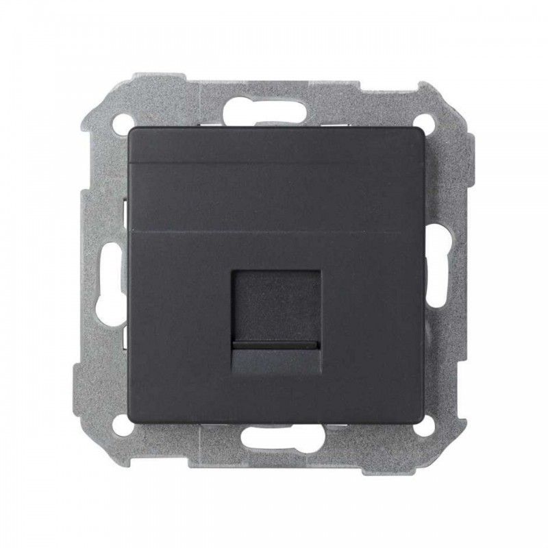 Conceito Simon 82 | Placa plana universal v&d c/g pó 1 RJ45 preto fosco SIMON 8200005-098