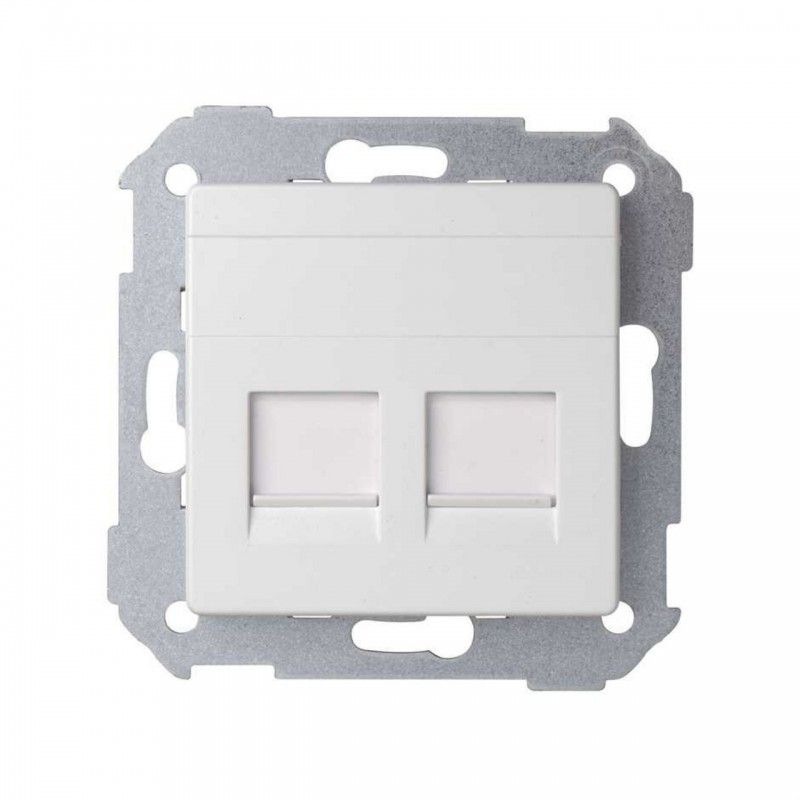 Placa v&d universal plana c/g polvo para 2 RJ45 Simon 82 blanco mate SIMON 8200006-090