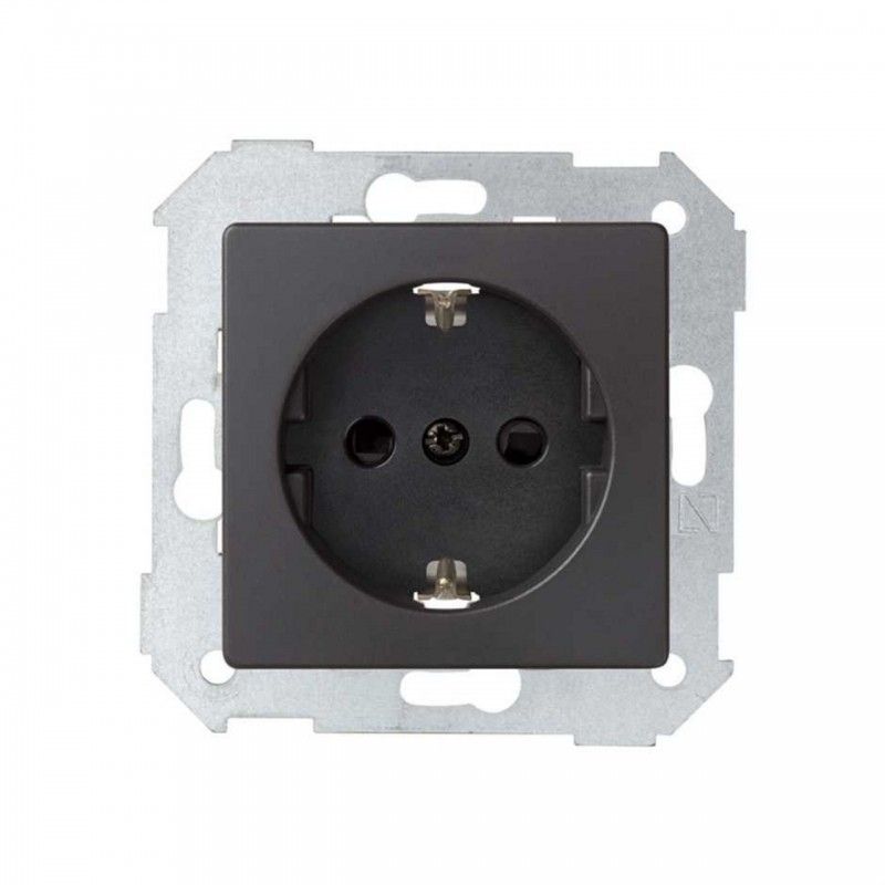 Conceito Simon 82 | Base de soquete Schuko 16A + tampa preta fosca 8200432-098