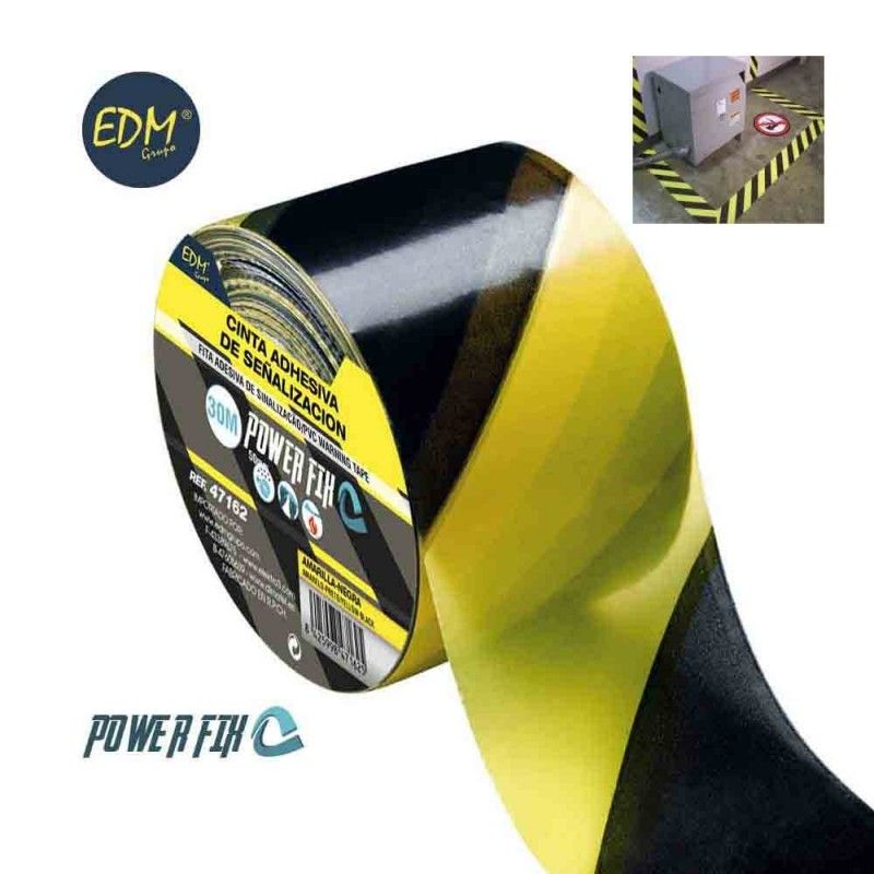 Fita Adesiva Amarelo-Preta 30m x 50mm EDM